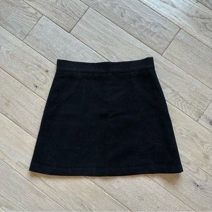 Black Wool A-Line Skirt